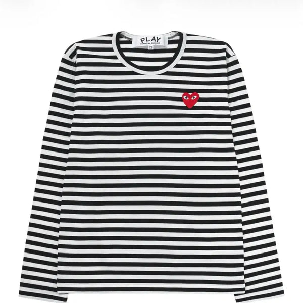 [BUNJANG] Comme des Garçons Striped Long Sleeve Black White / 꼼데가르송 스트라이프 롱슬리브 블랙 화이트