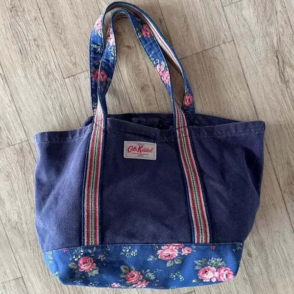 [BUNJANG] Cath Kidston Floral Pattern Cotton Shopper Shoulder Bag / 캐스 키드슨 숄더백 플로럴 패턴 면쇼퍼백