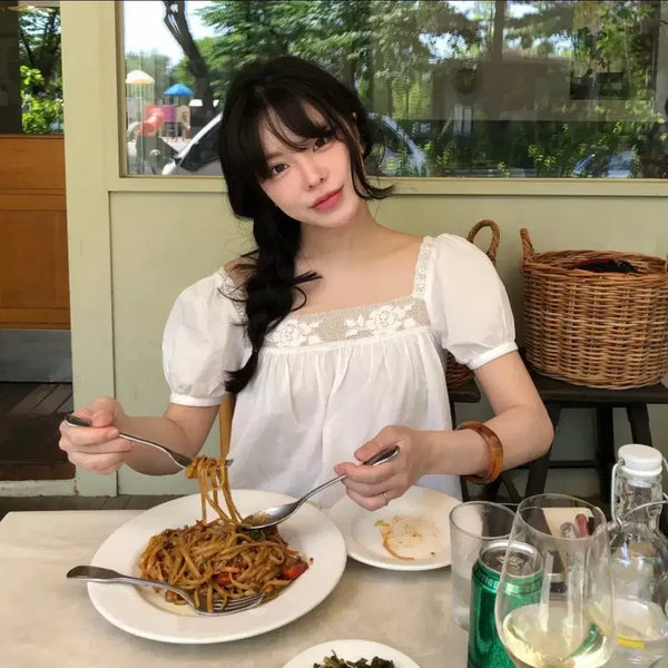 [BUNJANG] Without Summer Rose Square Blouse / 위드아웃썸머 rose square blouse