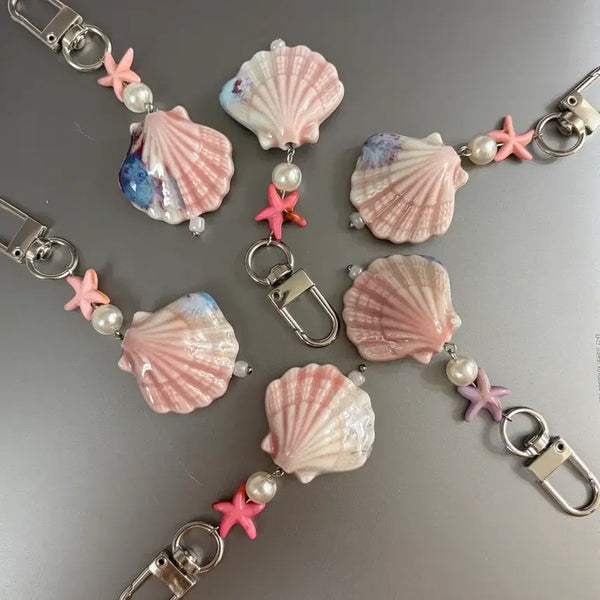 [BUNJANG] Seashell Charm Keychain - Pink and Purple / 조개 키링 핑크(현재 3개)