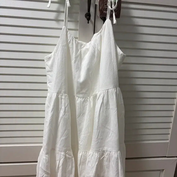 [BUNJANG] White Chiffon Tiered Dress / 화이트 쉬폰 캉캉 원피스