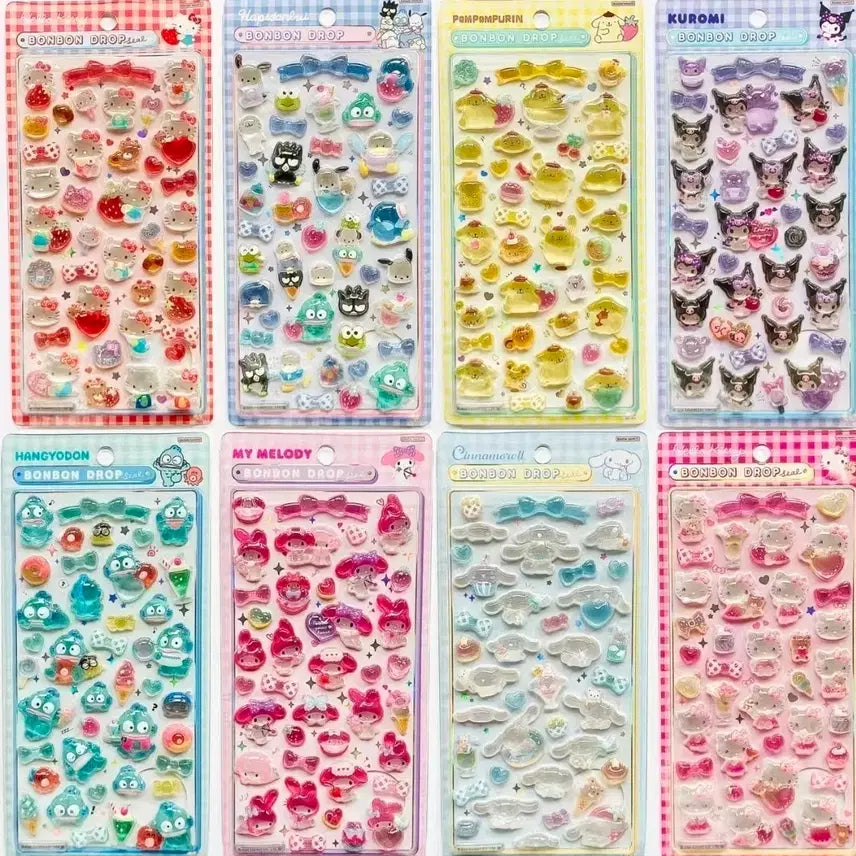 [BUNJANG] Sanrio 3D立体 Bong Bong Drop Sticker Set (8 Types) / 산리오 입체 3D 봉봉 드롭스티커 8종 세트