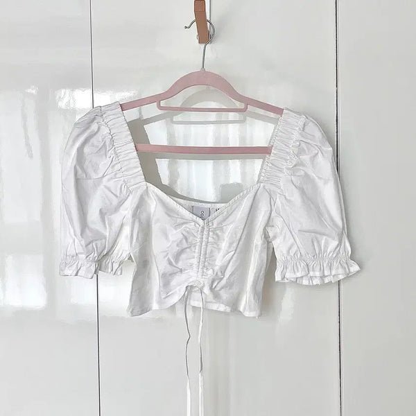 [BUNJANG] COLLUSION White Ruffle Cotton Top UK 8 / 영국 로컬 브랜드 COLLUSION 화이트 러플 탑 새상품 uk8