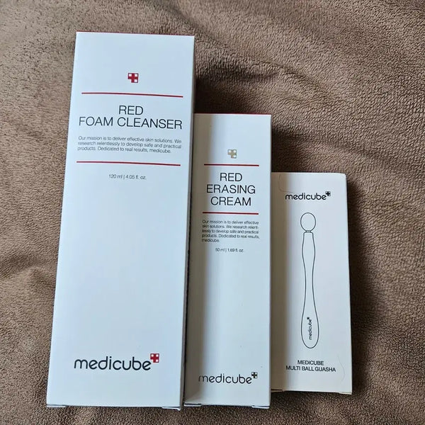 [BUNJANG] Medi-Cube Red Foam Cleanser, Red Erasing Cream, Multi-Ball Gua Sha Set / 메디큐브 레드 폼 클렌저 레드 이레이징 크림 멀티볼 과사 세트