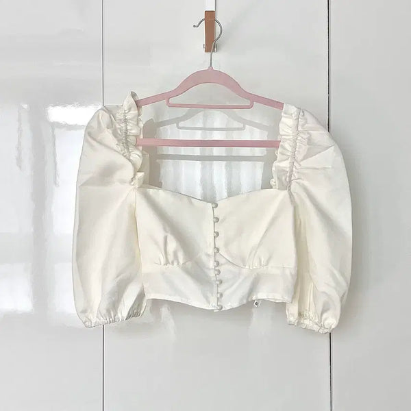 [BUNJANG] Missguided Cream Button-Up Top / 영국 베이스 브랜드 Missguided 크림 컬러 버튼 업 탑 새상품