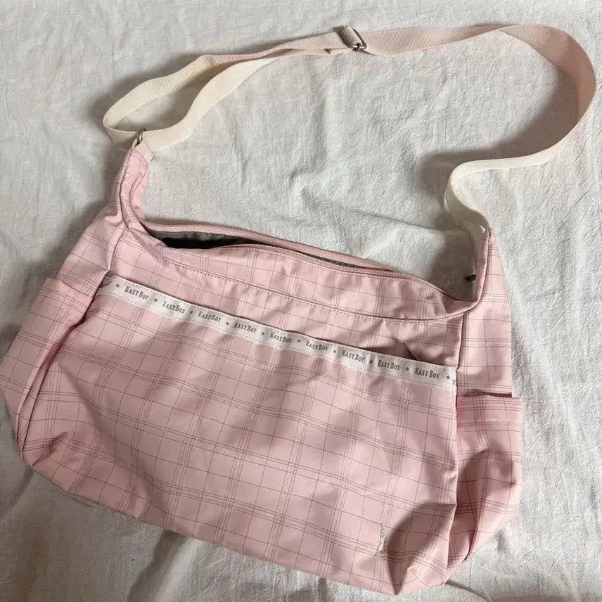 [BUNJANG] EASTBOY Pink Check Shoulder Bag / EASTBOY 이스트보이 핑크 체크 숄더백