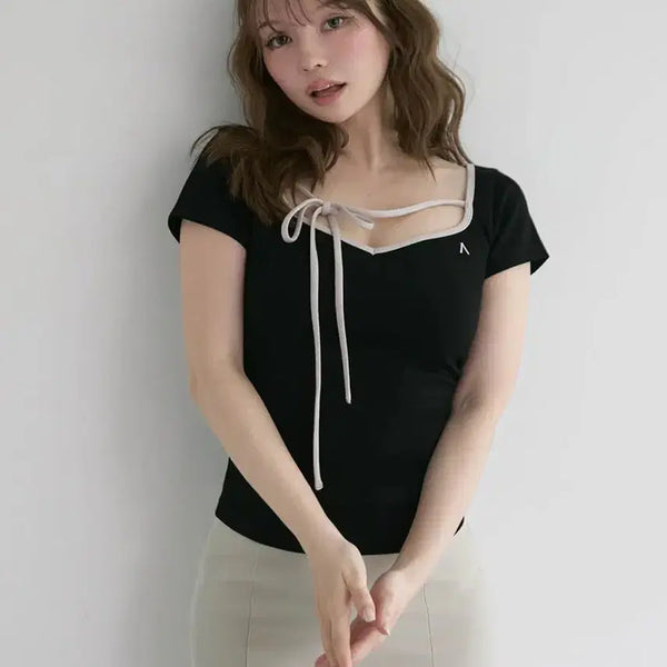 [BUNJANG] Andmary Collie Ribbon Tops T-Shirt / 앤드마리 andmary 티셔츠 collie ribbon tops 스나계 일브