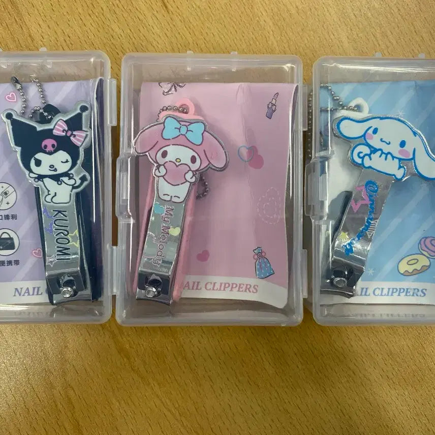 [BUNJANG] Kuromi, My Melody, Cinnamoroll Character Nail Clipper 3-Piece Set with Charms / 새제품 쿠로미 마이멜로디 시나모롤 캐릭터 네일클리퍼 3종 세트