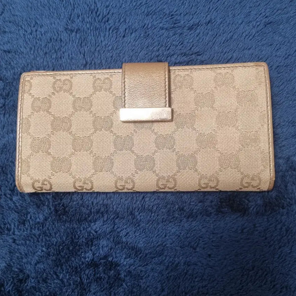 [BUNJANG] Gucci GG Logo Long Wallet Beige Gold / 특가!!<정품> 구찌 GG 로고 장지갑 베이지 골드