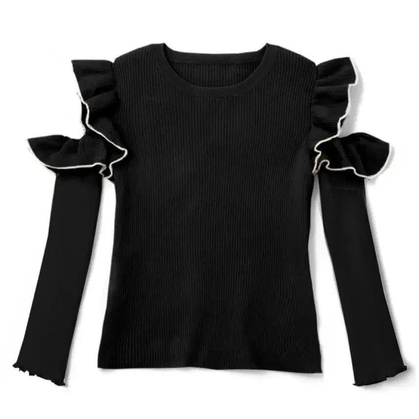 [BUNJANG] GRL Colorblock Frill Off-Shoulder Knit / 그레일 grl 배색 프릴 오프숄더 니트 [dr342] 지뢰계 스나계 리즈리사