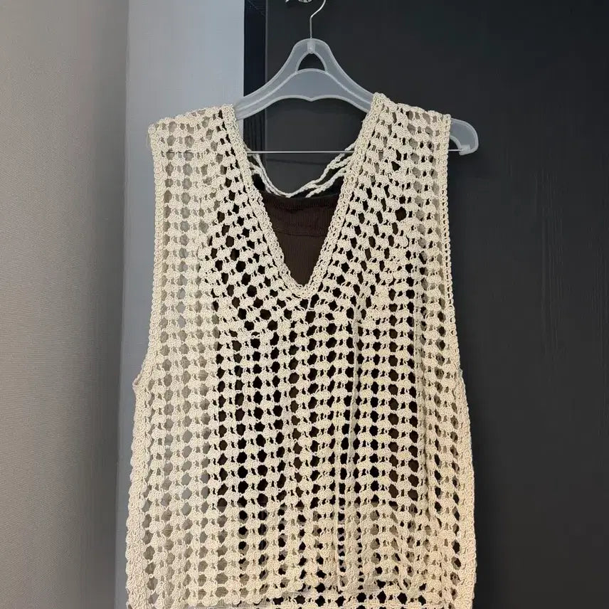 [BUNJANG] Knit Tank Top Set Swimsuit Cover-up / 뜨개니트+나시 세트 수영복커버