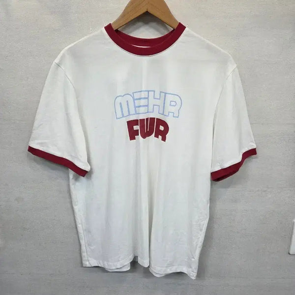 [BUNJANG] Runwith the Hare Ringier Short-Sleeve T-Shirt White Burgundy Size 2 / 런위더 메어 링거 반팔 화이트버건디 2사이즈