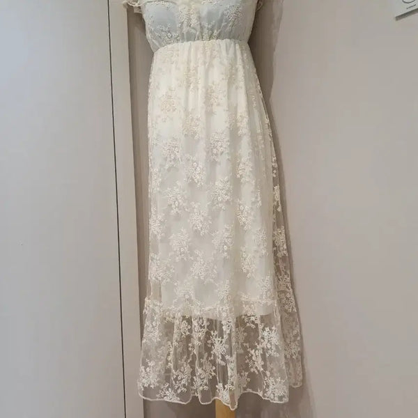 [BUNJANG] White Lace Long Dress / 화이트 레이스 롱 원피스