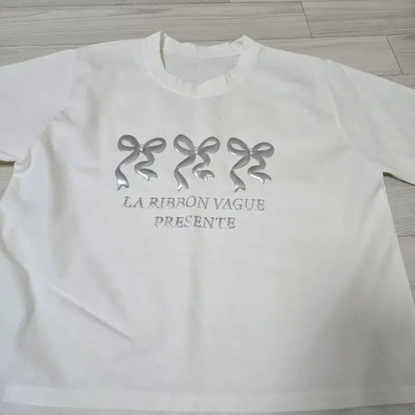 [BUNJANG] Ribbon Print Cotton T-Shirt / 리본 면티