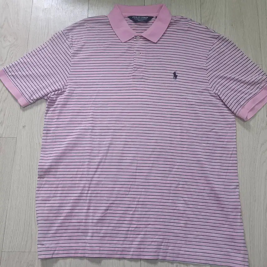 [BUNJANG] Polo Golf Pink Stripe Short Sleeve Polo Shirt L / 폴로골프 핑크 스트라이프 반팔 카라티 L
