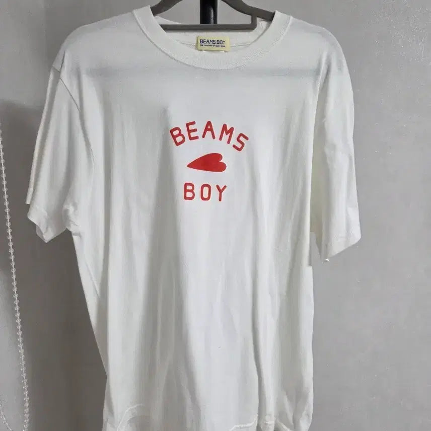 [BUNJANG] BEAMS BOY White T-Shirt Heart Logo / 빔즈보이 반팔티 화이트