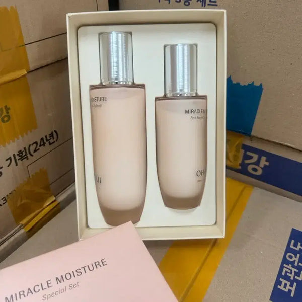 [BUNJANG] O HUI Miracle Moisture Pink Barrier Skin Softener Set (2 Types) / 오휘 미라클 모이스처 핑크 베리어 스킨 소프너 2종 세트