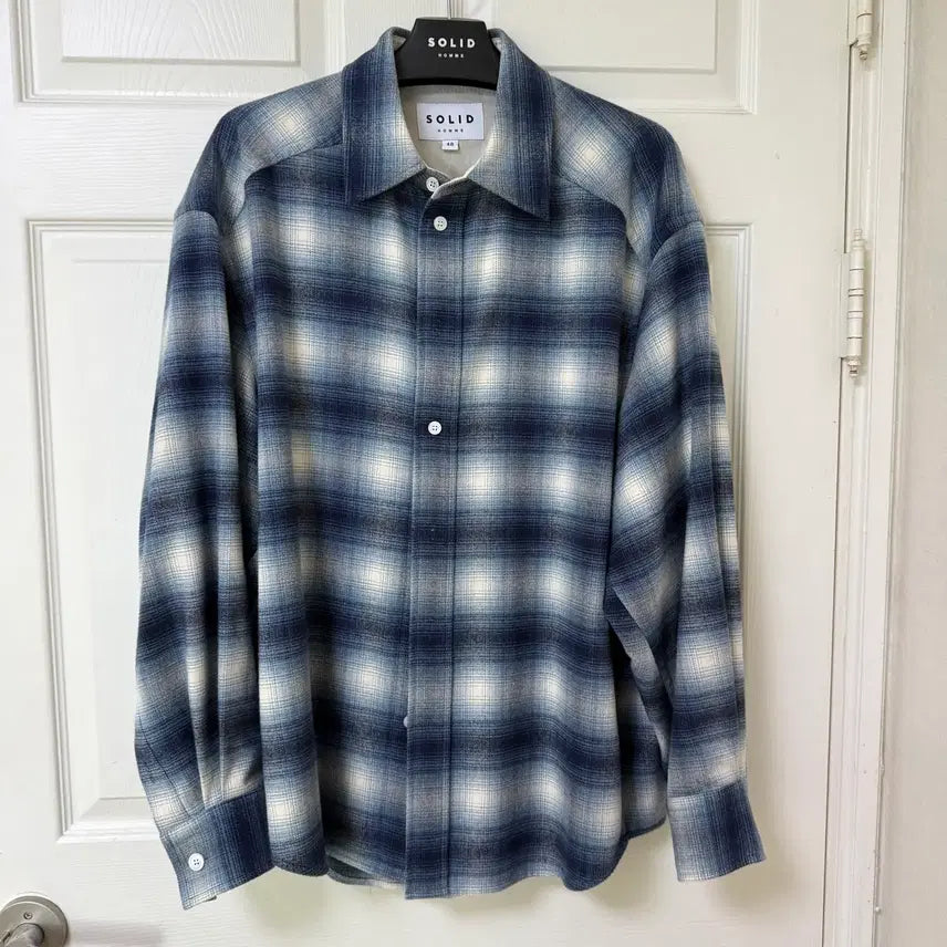 [BUNJANG] Solid Homme 25FW Flannel Check Shirt Blue / [48] 솔리드옴므 25FW 플란넬 체크셔츠 블루