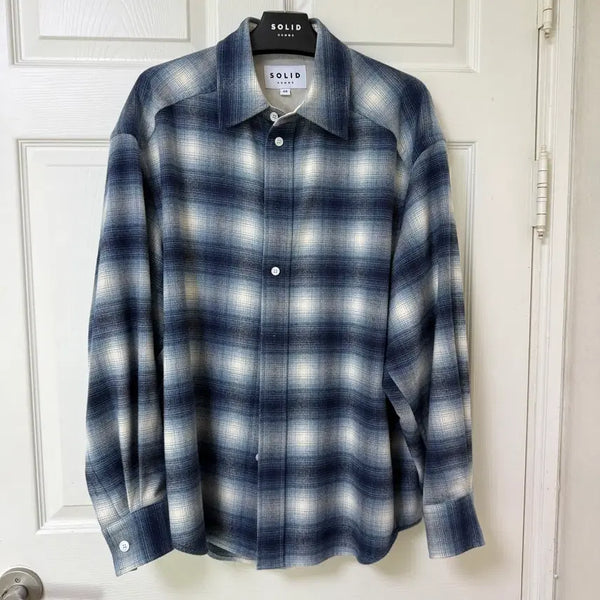 [BUNJANG] Solid Homme 25FW Flannel Check Shirt Blue / [48] 솔리드옴므 25FW 플란넬 체크셔츠 블루