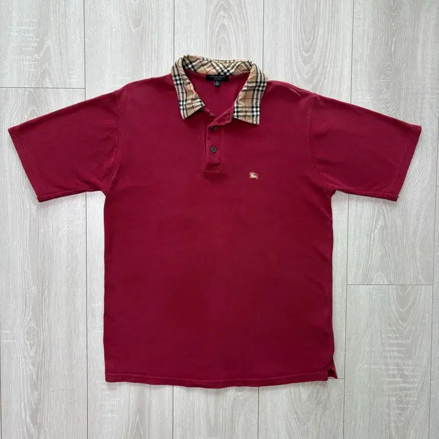 [BUNJANG] Burberry London Burgundy Pique Cotton Prorsum Knight Logo Polo Shirt - Size M / BURBERRY 폴로 셔츠 버버리 런던