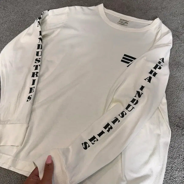 [BUNJANG] Alpha Industries Side Logo Long Sleeve T-Shirt M / 알파인더스트리 사이드 로고 롱슬리브 티셔츠M