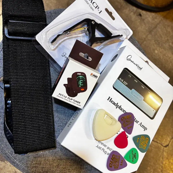 [BUNJANG] Gopherwood ARK Headphone Amplifier, Tuner, Picks, Pick Case, Capo, Strap Accessory Pack for Electric Guitar/Bass / [전국택배가능] 휴대용 헤드폰앰프 포함 일렉기타 베이스  악세사리 팩