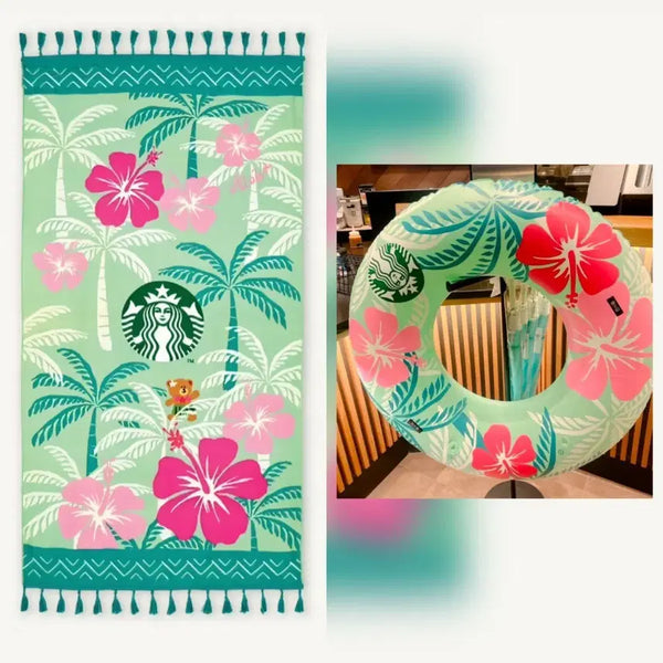 [BUNJANG] Starbucks Aloha Beach Towel + Tube Set / 스타벅스 알로하 비치타월 + 튜브
