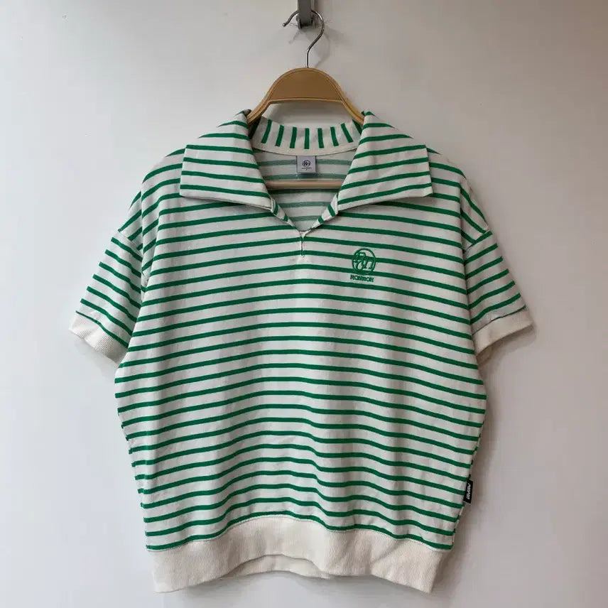 [BUNJANG] Ronron Stripe Short-Sleeve Shirt Free Size / 론론 스트라이프 반팔 셔츠 Free