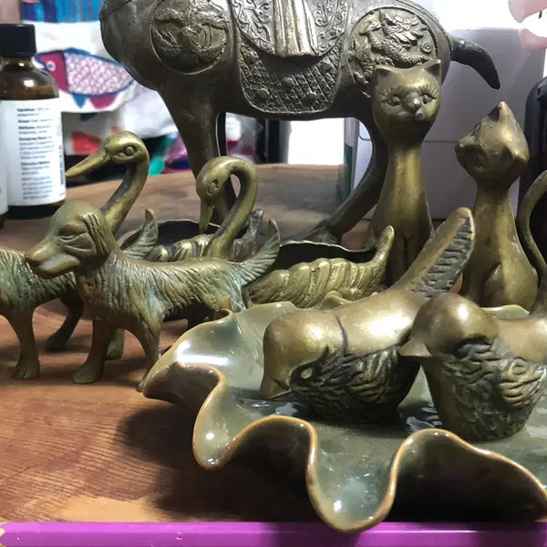 [BUNJANG] Antique Bronze Dog Pair Figurine / 예쁜 브론즈 엔틱 강아지 한 쌍 인테리어 장식 구리 청동