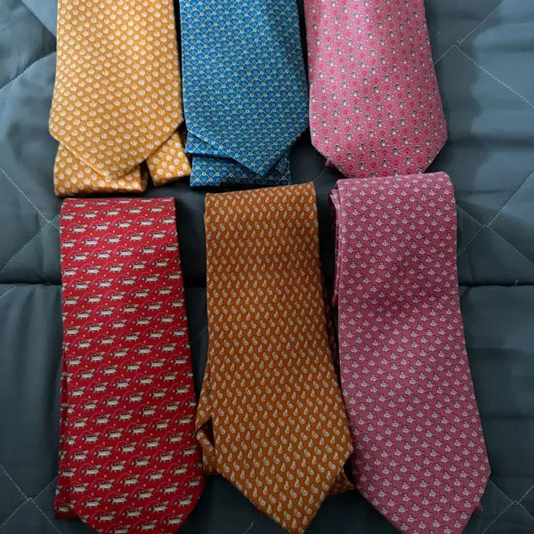[BUNJANG] Salvatore Ferragamo 6-Piece Tie Set / 페러가모 넥타이 6종 세트 (핑크, 블루, 옐로우, 오렌지, 레드)