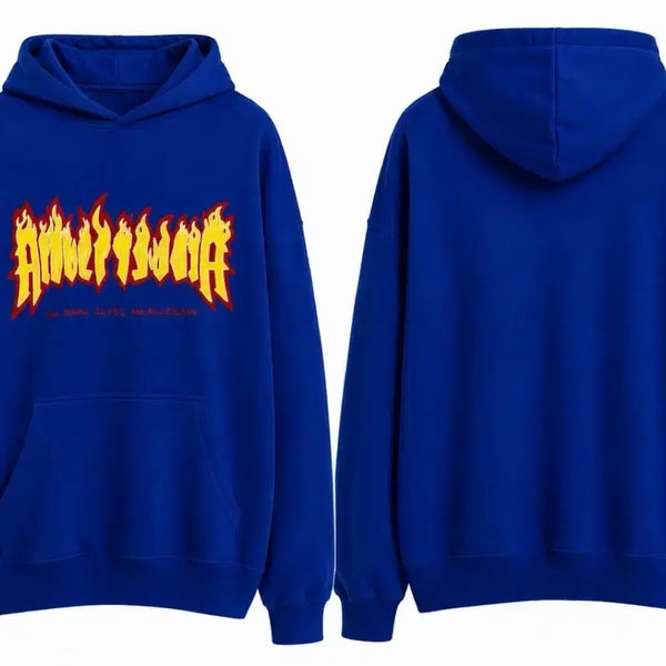 [BUNJANG] Acovee Flame Logo Hoodie Blue / (가격제안O)어커버 불꽃 로고 후드티 블루 싸게 판매합니다!