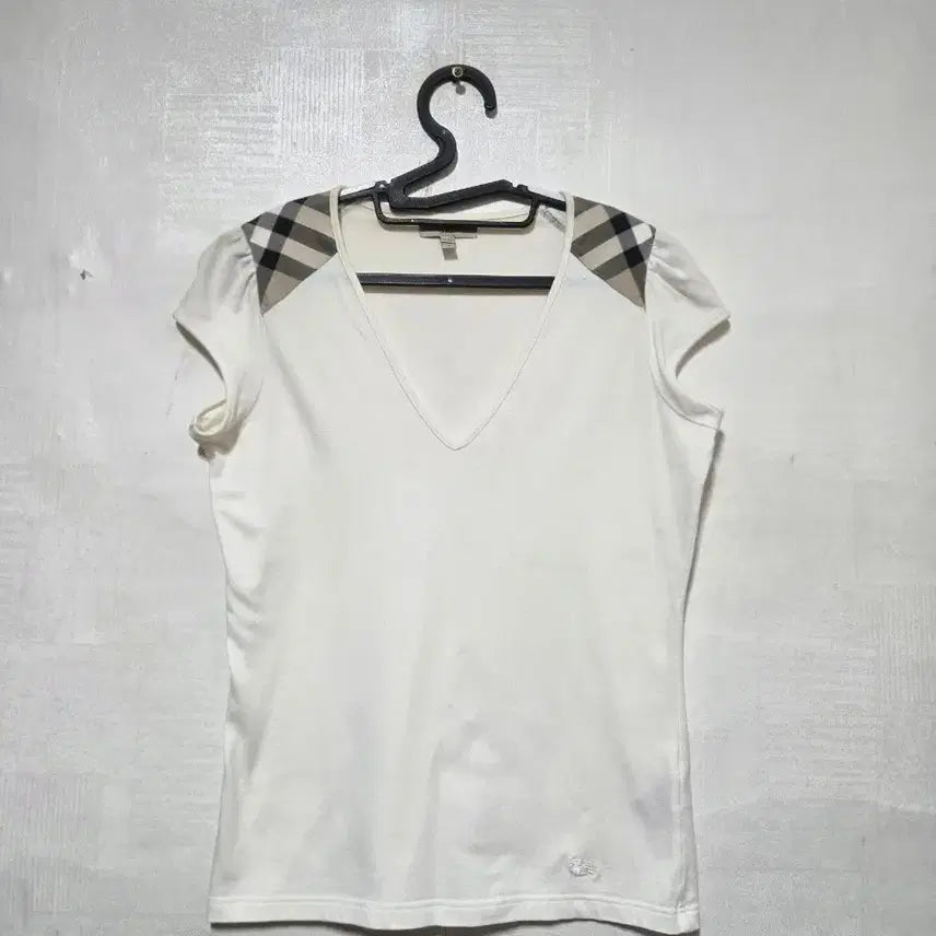[BUNJANG] Burberry Check Panel Short Sleeve T-Shirt M / 버버리 체크배색  반팔 티셔츠 M