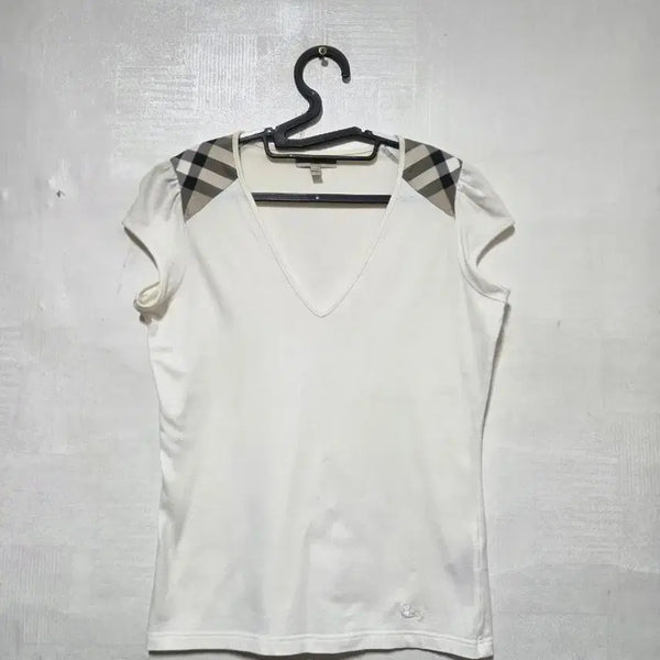 [BUNJANG] Burberry Check Panel Short Sleeve T-Shirt M / 버버리 체크배색  반팔 티셔츠 M