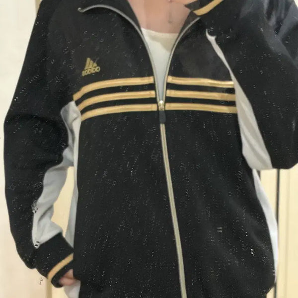 [BUNJANG] Adidas Track Jacket Black Gold Stripe / 아디다스 져지 블랙 골드 줄무늬