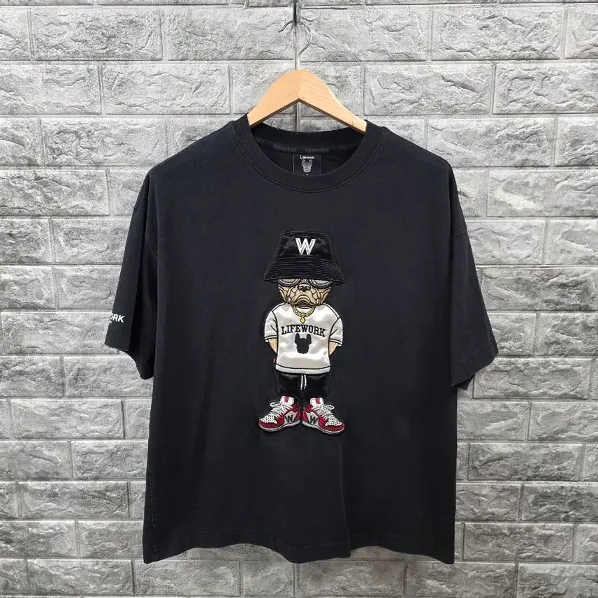 [BUNJANG] Life Work Short Sleeve T-Shirt Black Size 105 / 라이프워크 반팔티 블랙  사이즈 105