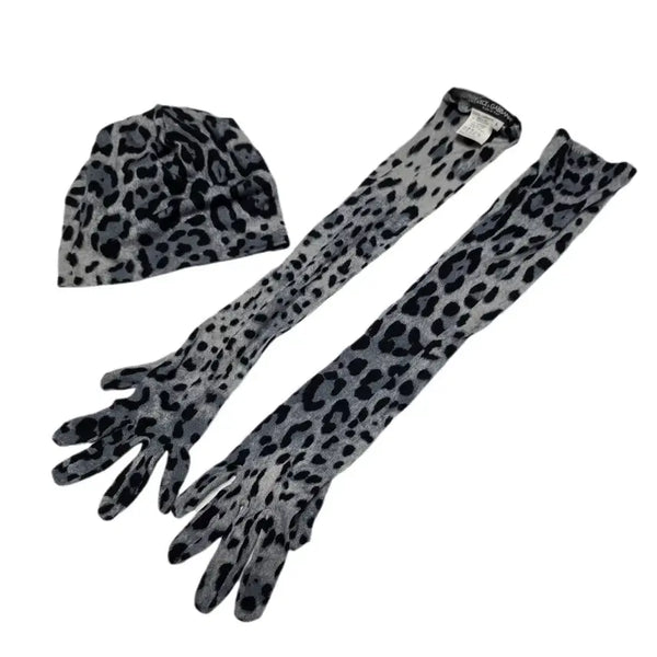 [BUNJANG] Dolce & Gabbana Leopard Print Virgin Wool Beanie & Long Gloves Set / Dolce&Gabbana Leopard Wool Beanie & Long Gloves Set