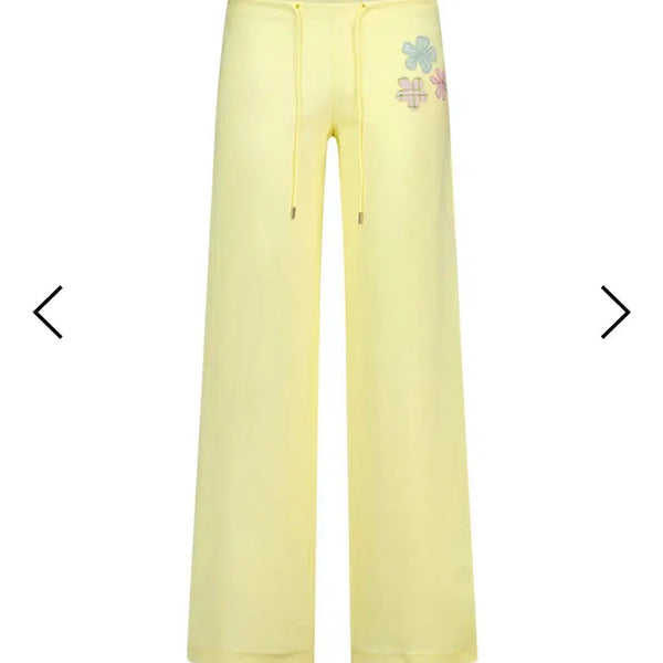 [BUNJANG] As If Cafe Yellow Flower Bootcut Pants / 에즈이프캘리 옐로우 플라워 부츠컷 팬츠