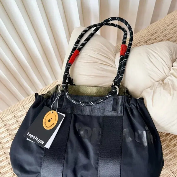 [BUNJANG] Topologie Khaki Nylon Tote Bag with Rope Strap / 토폴로지 topologie 카키색 토트백 로프 스트랩 포함 대용량 숄더백 아웃도어 데일리 가방 새상품