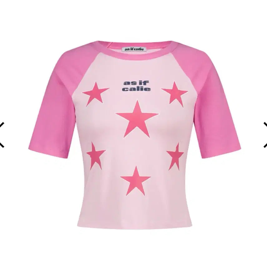 [BUNJANG] As If Cafe Pink Star Raglan T-Shirt / 에즈이프캘리 핑크 스타 래글런 티셔츠 새상품