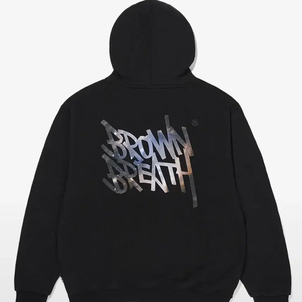 [BUNJANG] Brownbreath Black Galaxy Logo Hoodie / 브라운브레스 블랙 후드 갤럭시