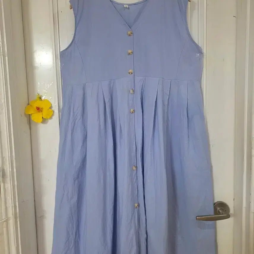 [BUNJANG] Plus Size Cotton Long Dress - Pastel Blue / 여름 시원한 고급스러운 디자인이쁜  빅사이즈 면 롱원피스  거의새거