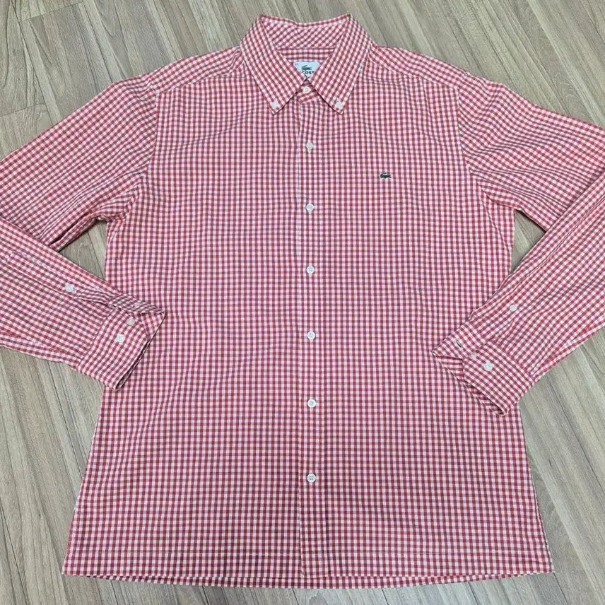 [BUNJANG] Lacoste Red Checkered Shirt Size 42 (XL) / 라코스테 레드 체크셔츠 42