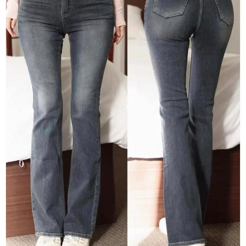 [BUNJANG] High Waist Semi Bootcut Jeans with Hip Volume Padding (Size M) / 새상품) 골반볼륨업 하이웨스트 세미부츠컷_골반뽕청바지 중진청 M