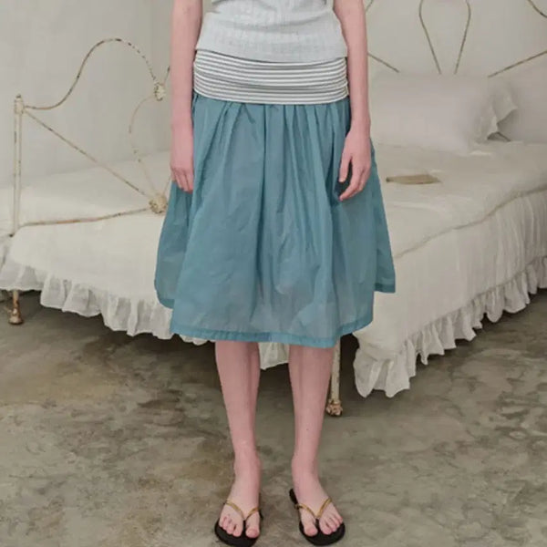 [BUNJANG] Funfromfun Green Folded Midi Skirt / 펀프롬펀 그린 폴디드 미디스커트