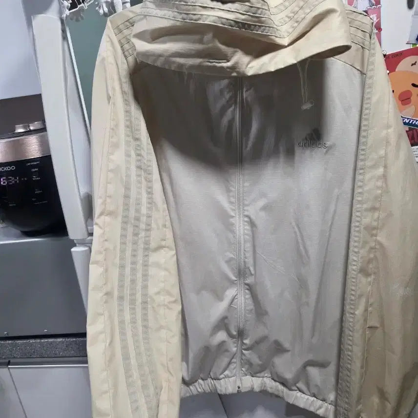 [BUNJANG] Adidas Poly Fleece Zip-Up Hoodie Beige 2XL / 아디다스 폴리후드 집업 베이지 2XL