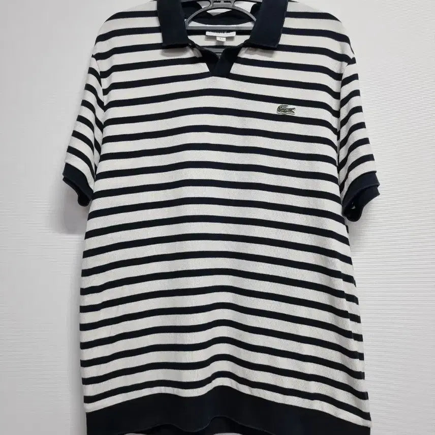 [BUNJANG] Lacoste Striped Collar T-Shirt Navy / 라코스테 단가라 카라티 네이비