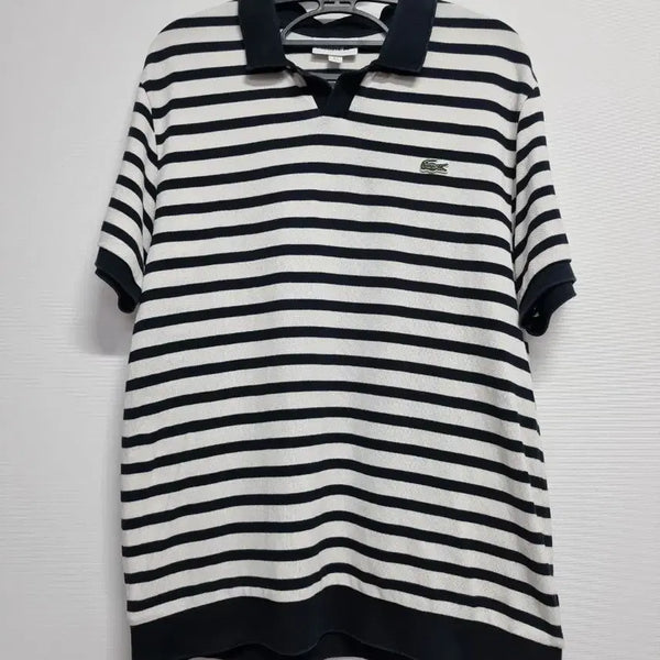 [BUNJANG] Lacoste Striped Collar T-Shirt Navy / 라코스테 단가라 카라티 네이비