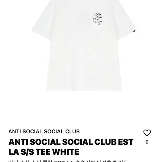 [BUNJANG] Anti Social Social Club EST LA Short Sleeve T-Shirt White 2XL / 안티소셜클럽 숏슬리브