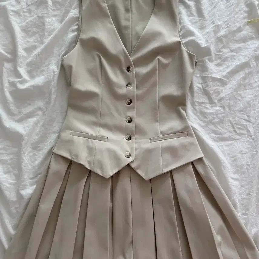 [BUNJANG] Zara Pleated Dress Beige XS / 자라 플리츠 원피스  xs