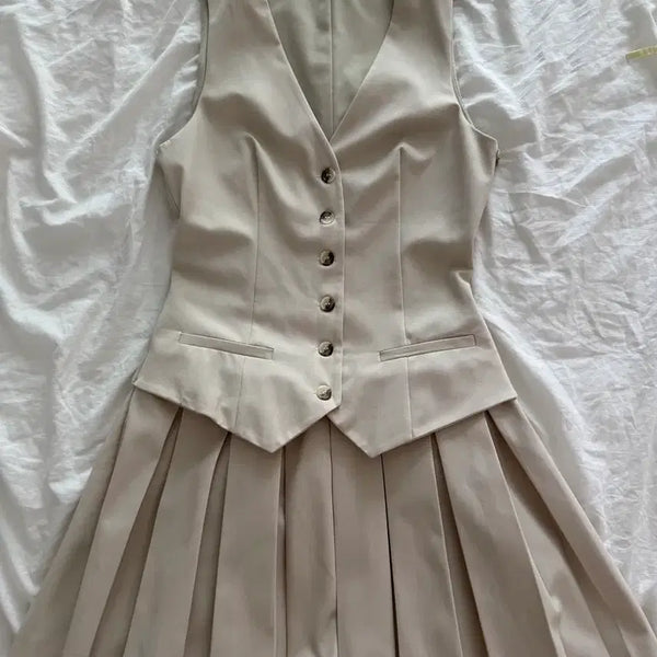 [BUNJANG] Zara Pleated Dress Beige XS / 자라 플리츠 원피스  xs